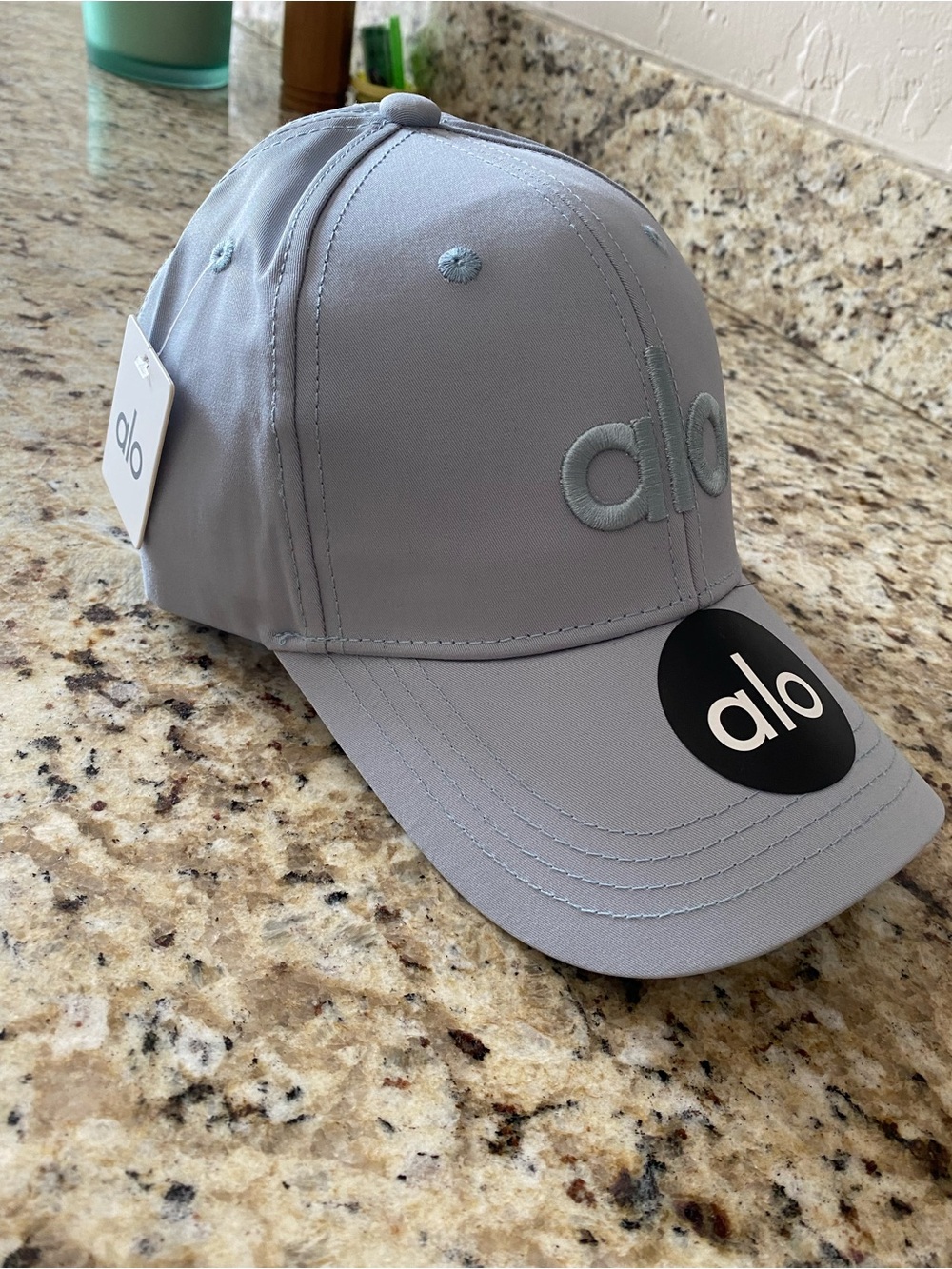 ALO Yoga blue grayish Embroidered Logo Cap